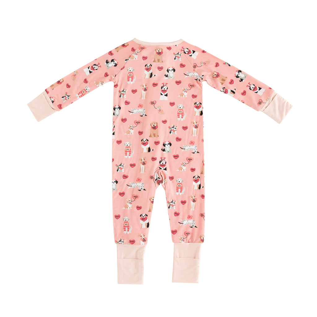 Pups & Kisses (Convertible Zip Footies) - Pink