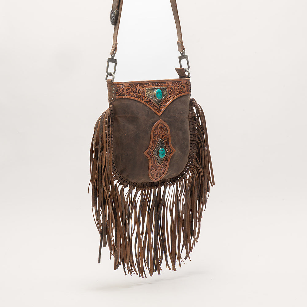 Mojave Tassle Bag In Brunette Leather