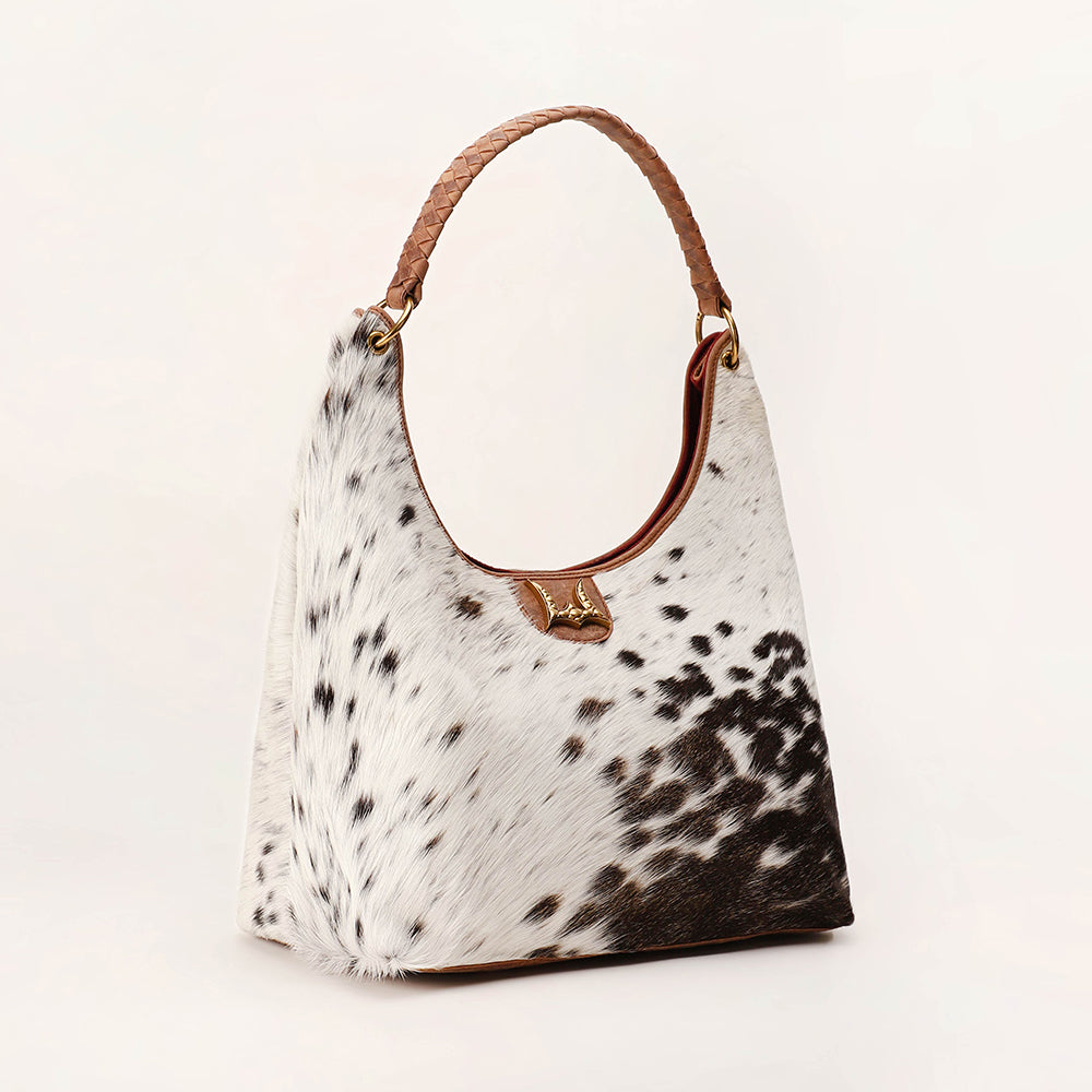 Loyal West LW Large Purse for Women with hairon leather and smooth calfskin with comfortable strap