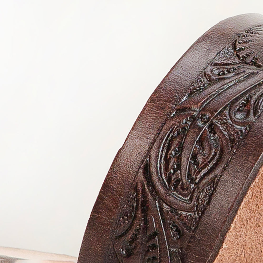 Loyal West Mesa Wanderer Sandals - Black Handtooled Leather