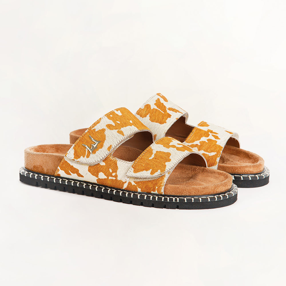 Loyal West Deen Canyon Sandals - Brown And White Cowhide