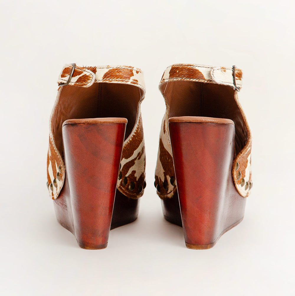 Loyal West Amelia Sandals Brown And White Cowhide