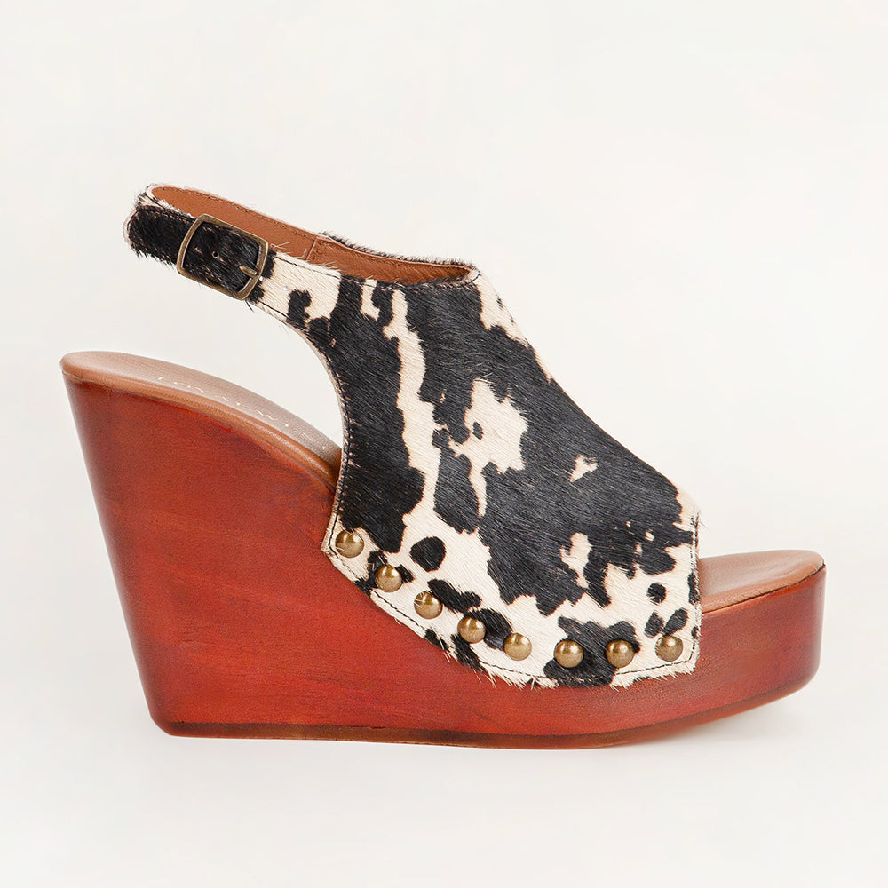 Loyal West Amelia Sandals Black And White Cowhide