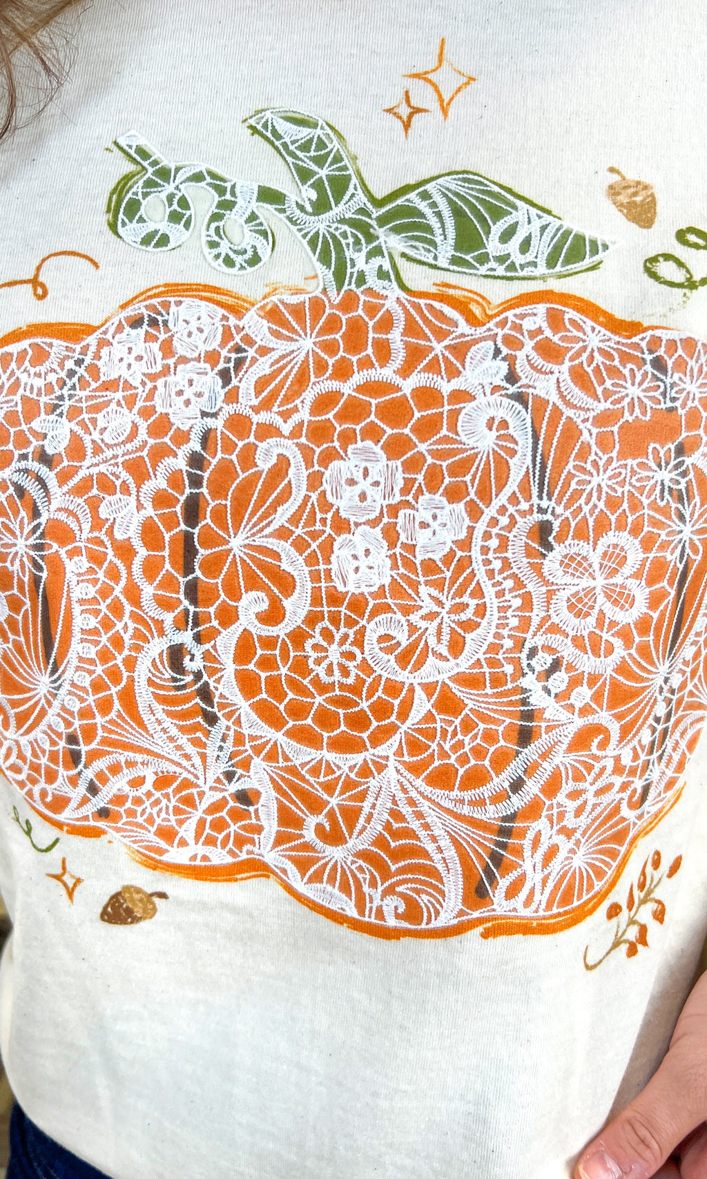 Lace Pumpkin Halloween Long Sleeve Graphic T-Shirt