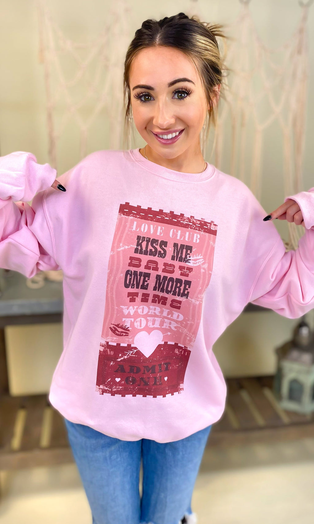 Love Club Ticket Graphic Sweatshirt