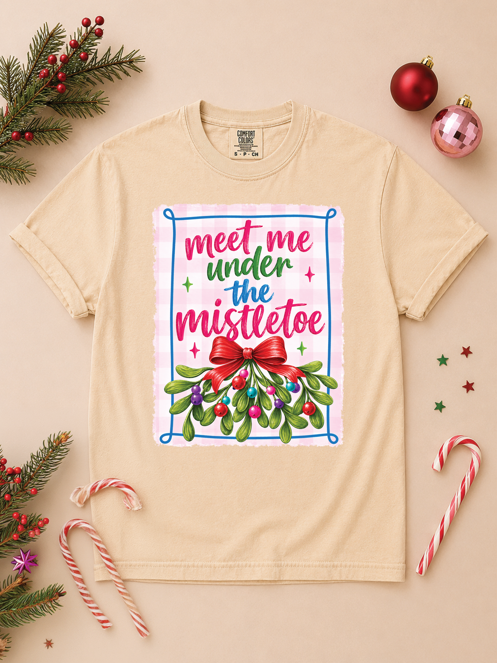 Meet Me Under The Mistletoe Graphic Comfort Color T-Shirt