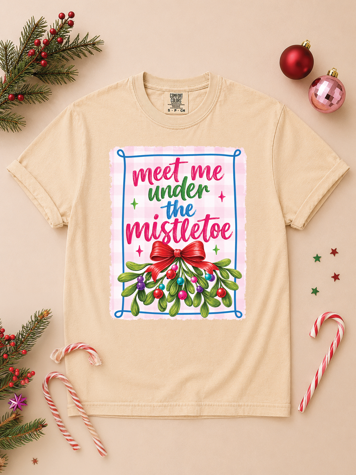 Meet Me Under The Mistletoe Graphic Comfort Color T-Shirt