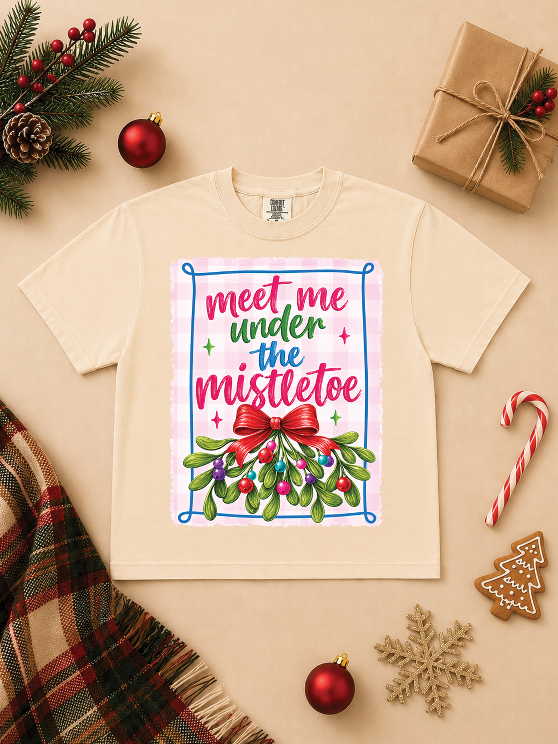 Meet Me Under The Mistletoe Graphic Comfort Color Boxy T-Shirt