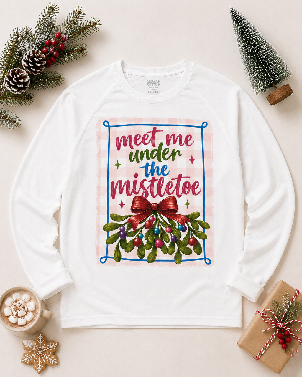 Meet Me Under The Mistletoe Graphic Long Sleeve Edgy Shirt