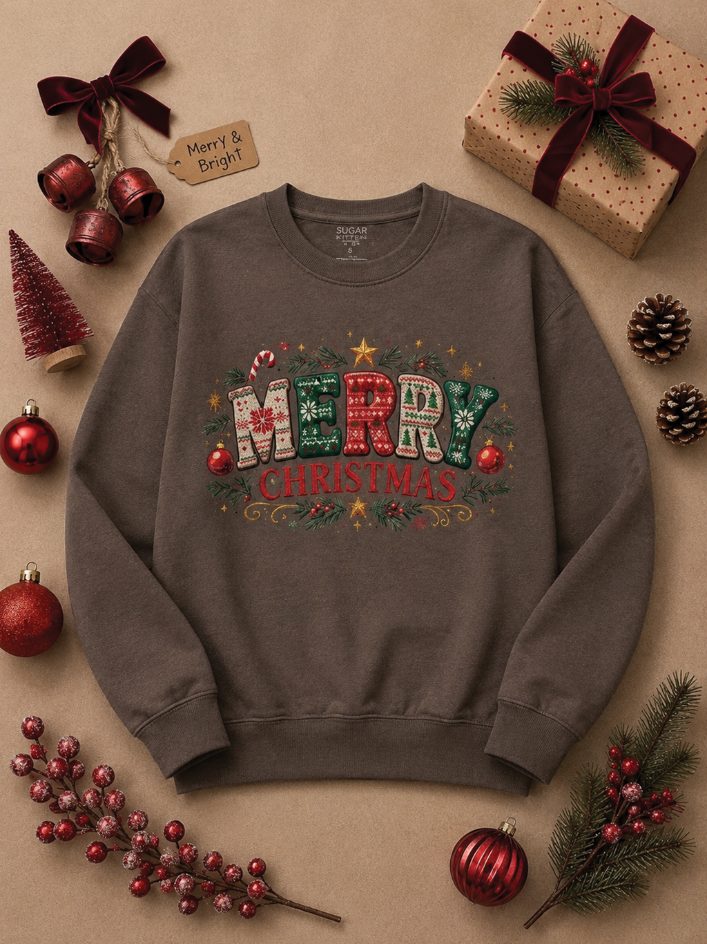 Ugly Sweater Merry Christmas Graphic Sweatshirt