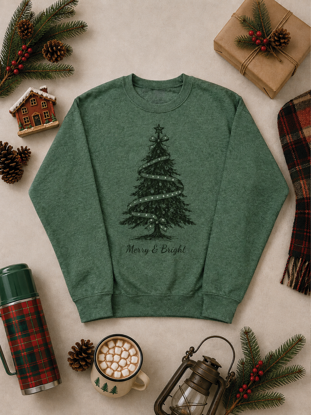 Merry & Bright Vintage Rhinestone Tree Graphic Sweatshirt
