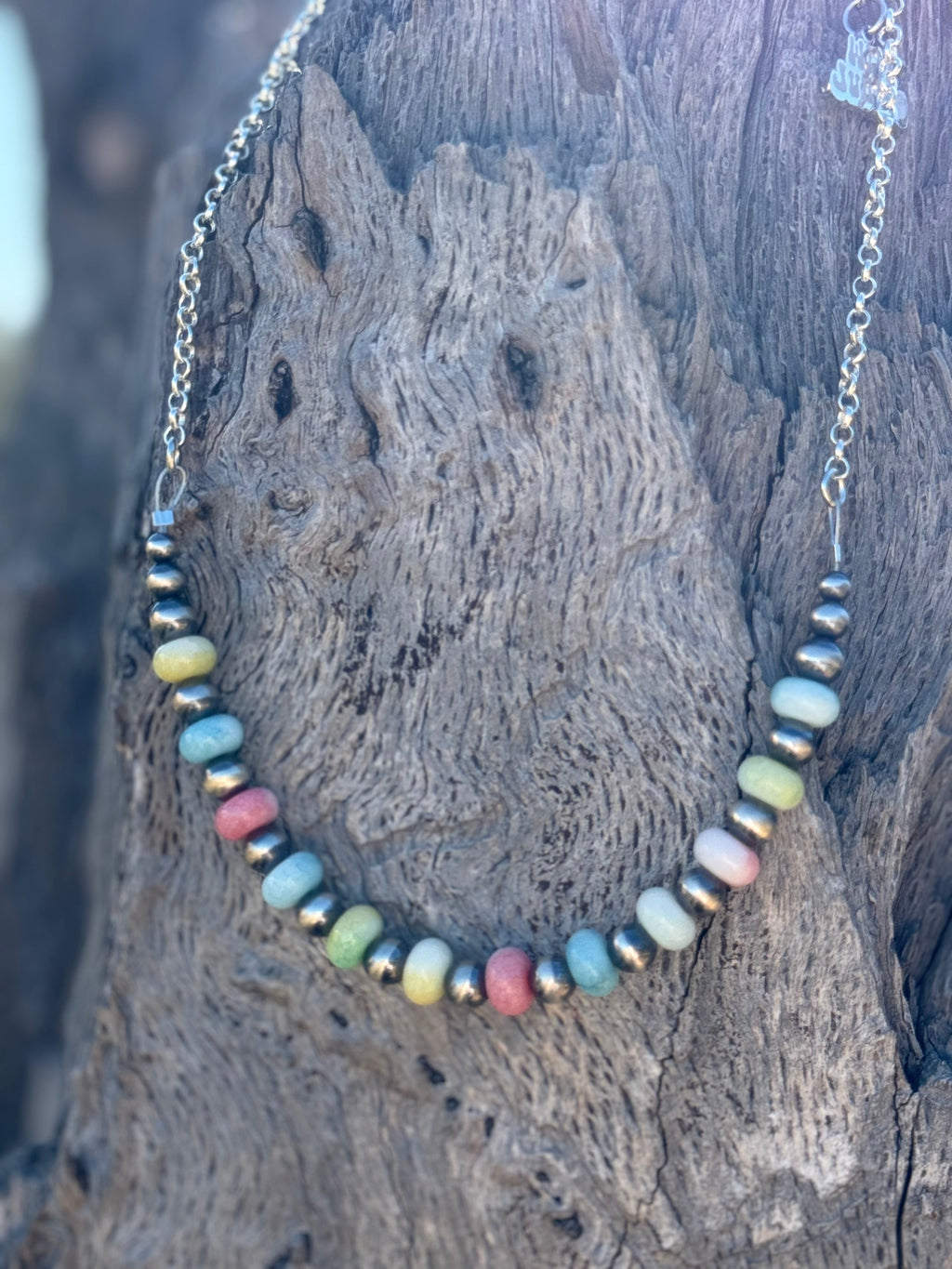 Sterling Silver Spring Pastel Opal Chain Necklace