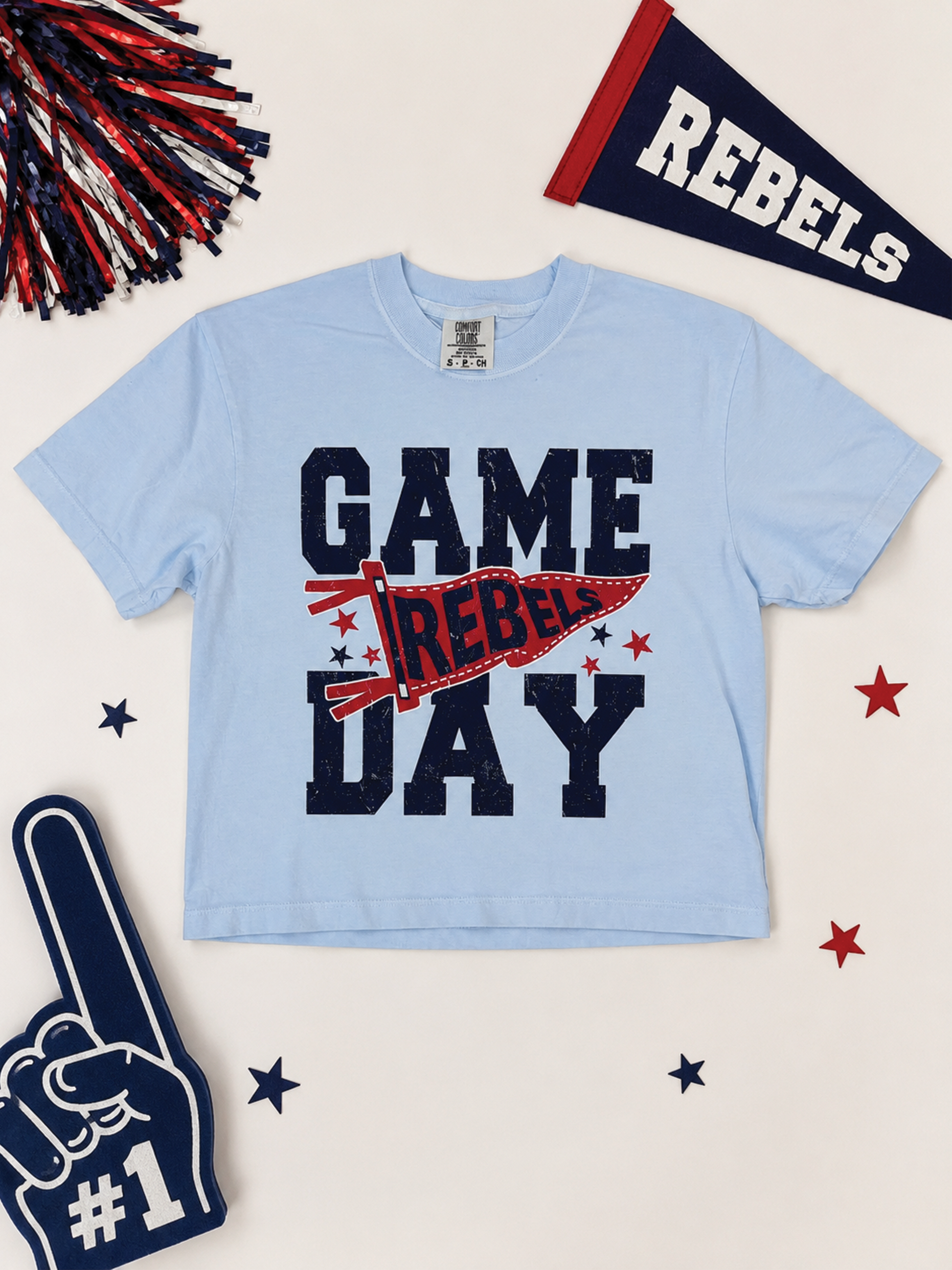 Custom Game Day Pennant Graphic Comfort Color Boxy T-Shirt