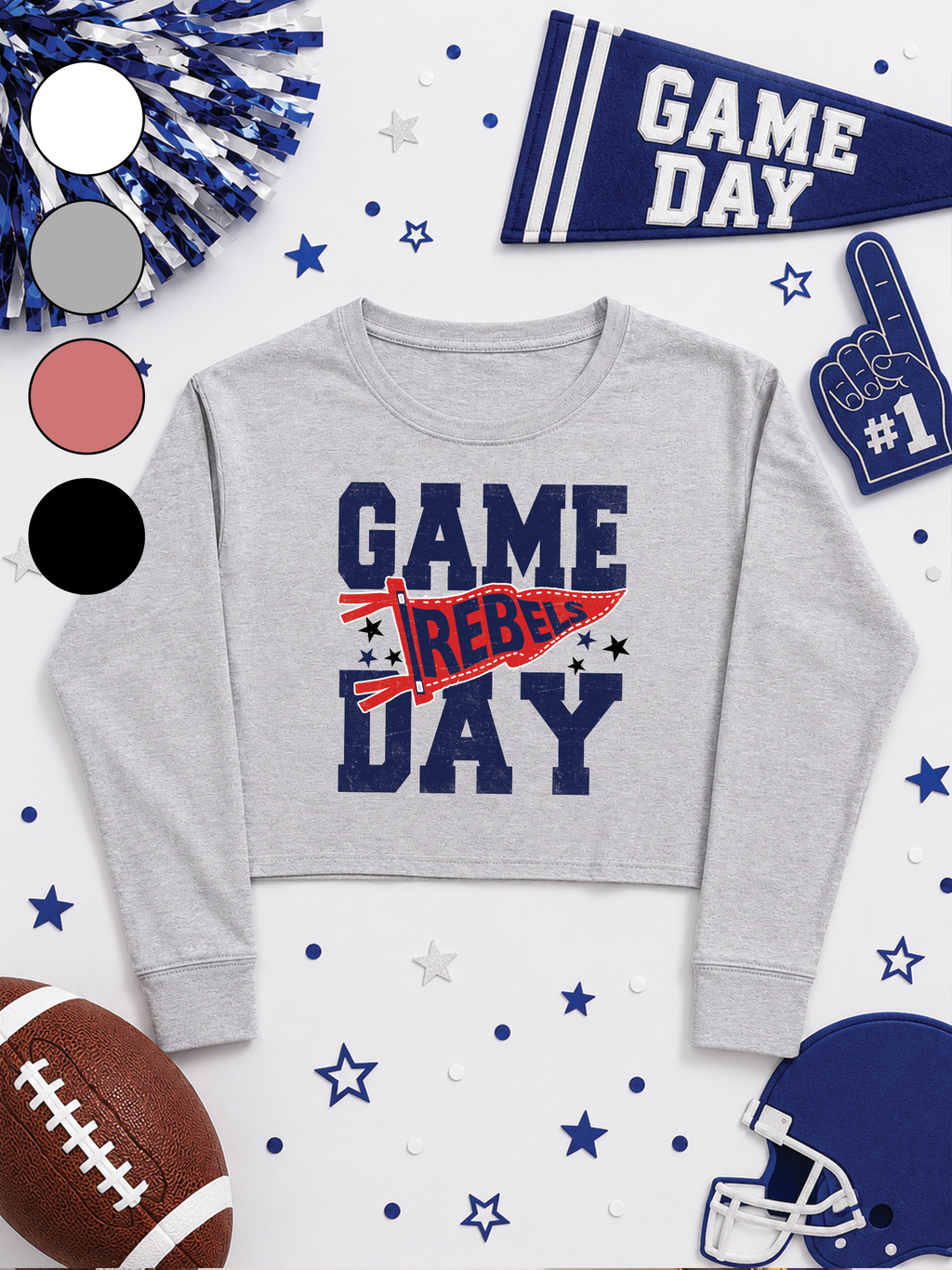 Custom Game Day Pennant Graphic Cropped Sweatshirt