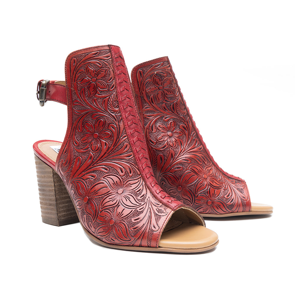 Myra Callandra Handtooled Cowgirl Boots for Women - Mid-Top Ankle Strap Western Boots for Bold Rodeo Adventures