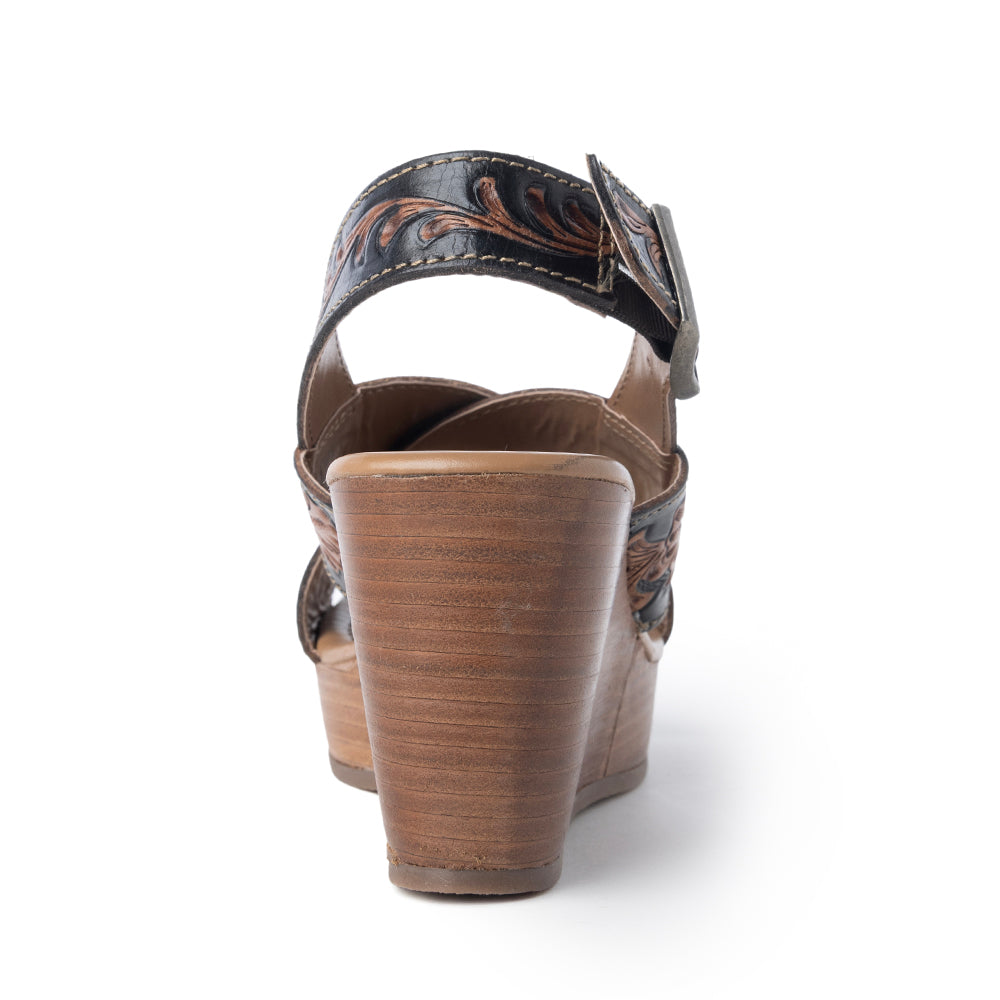 Myra Flower Ridge Sandals for Women with genuine leather and handtooled detail for casual wear