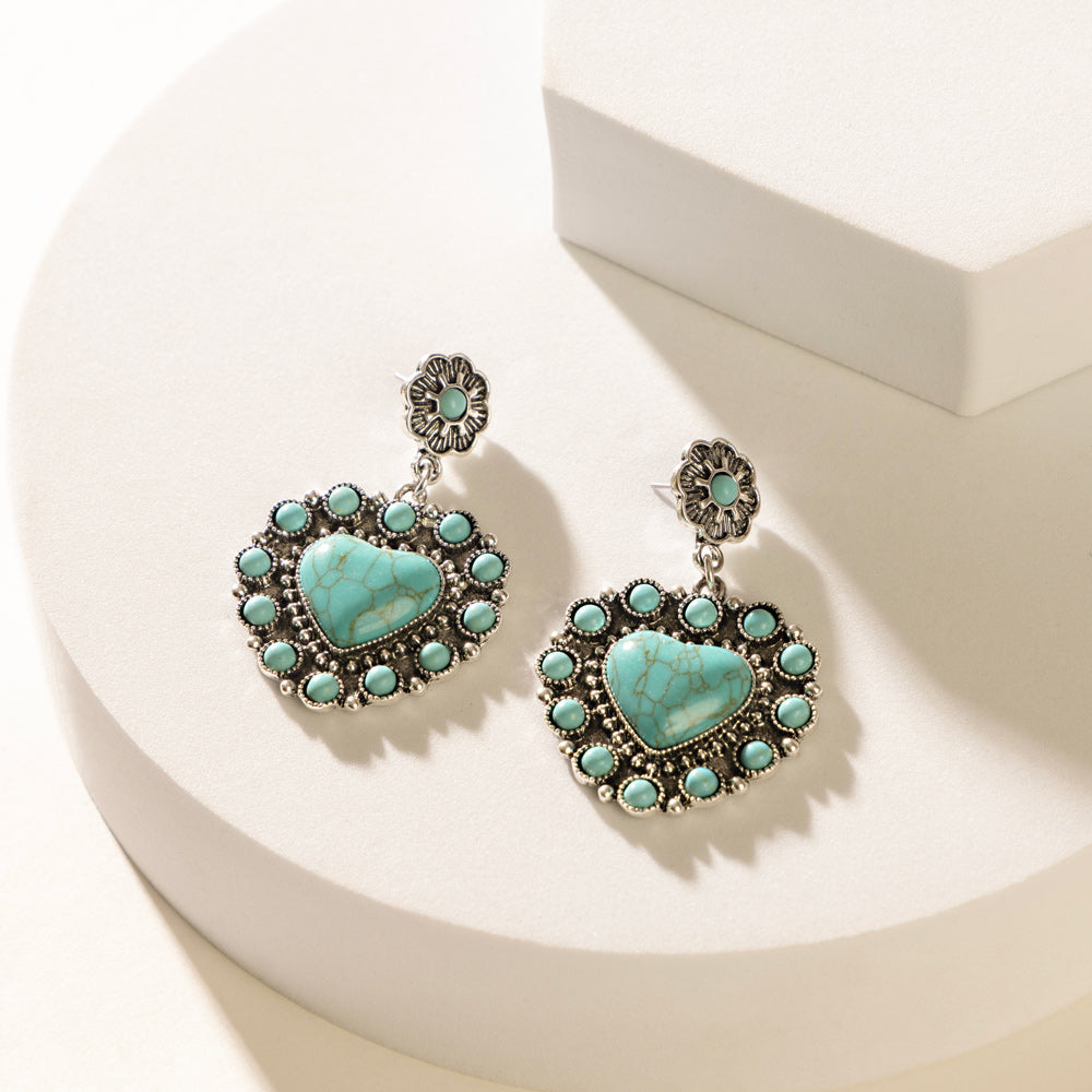 Placid Heart Earrings In Blue