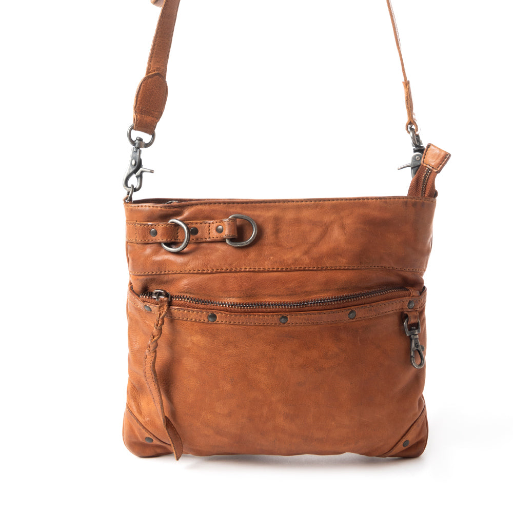 Myra Morrisville Shoulder Bag for Women with genuine leather in brown with shoulder strap for everyday use