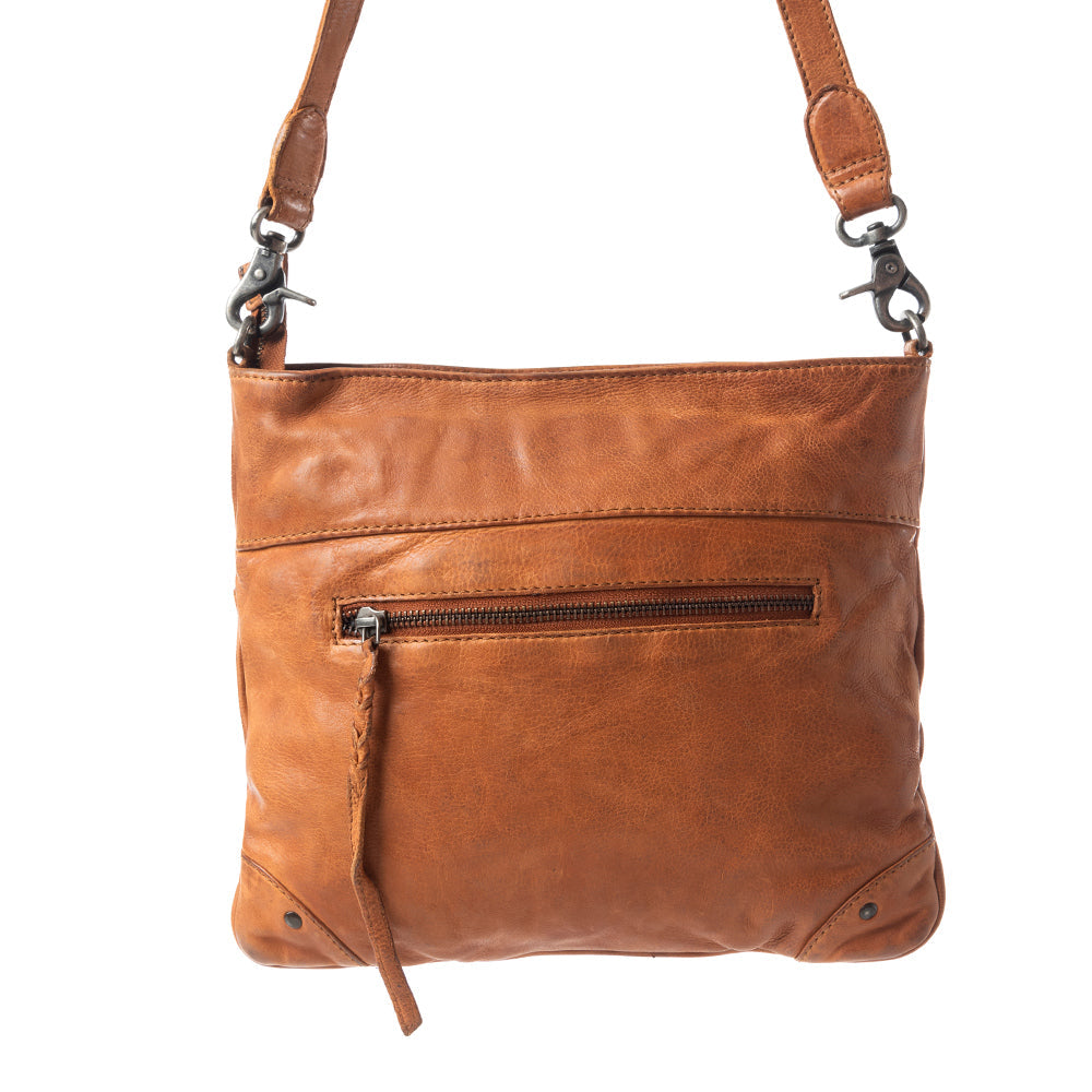 Myra Morrisville Shoulder Bag for Women with genuine leather in brown with shoulder strap for everyday use