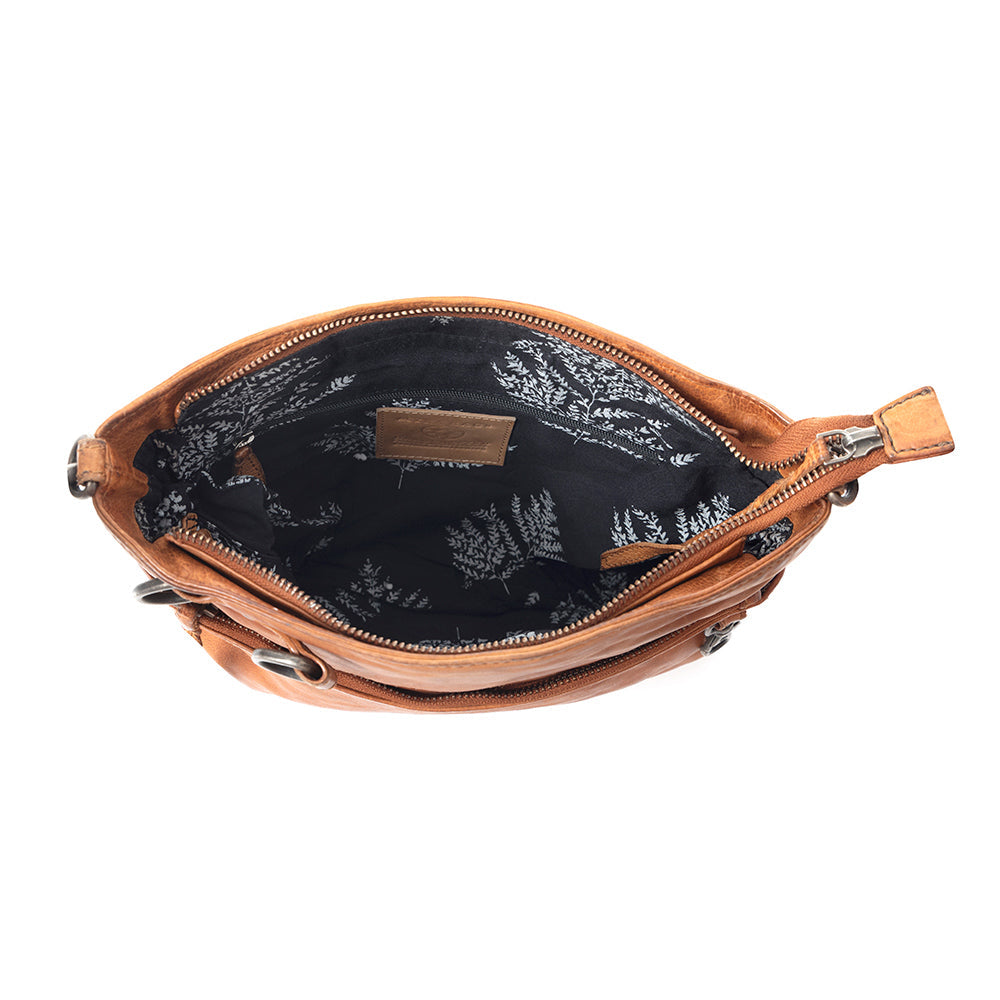 Myra Morrisville Shoulder Bag for Women with genuine leather in brown with shoulder strap for everyday use