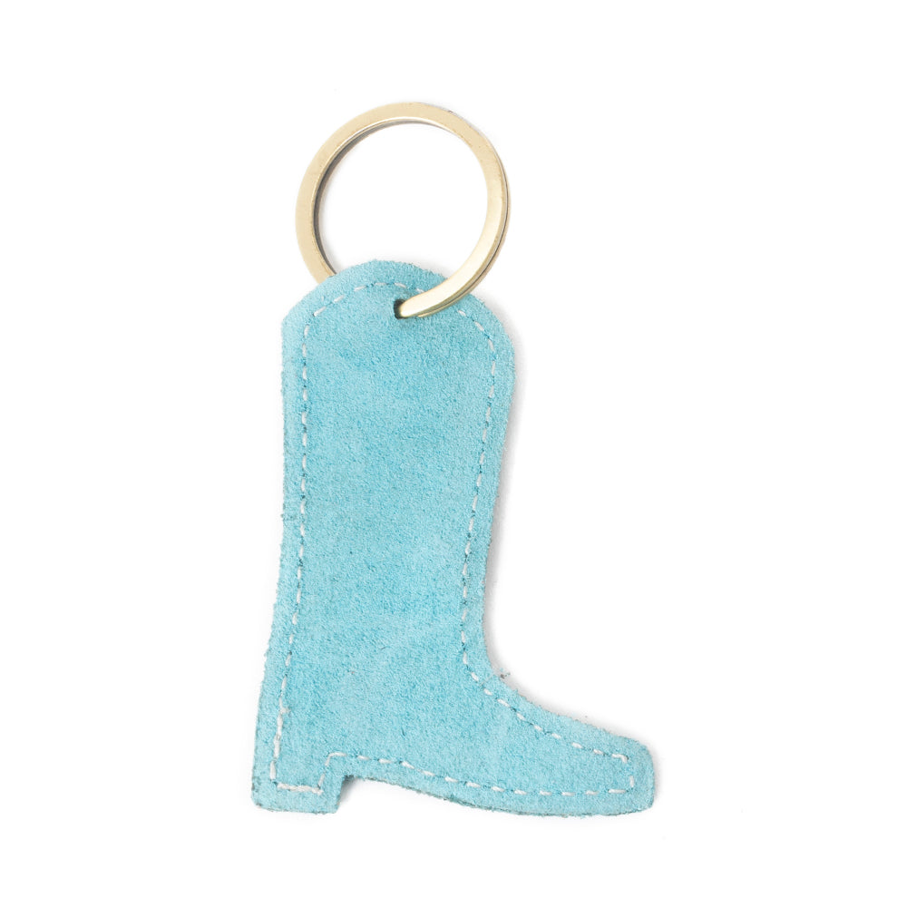 Western Whimsy Leather Key Fob in Bootcut Turquoise