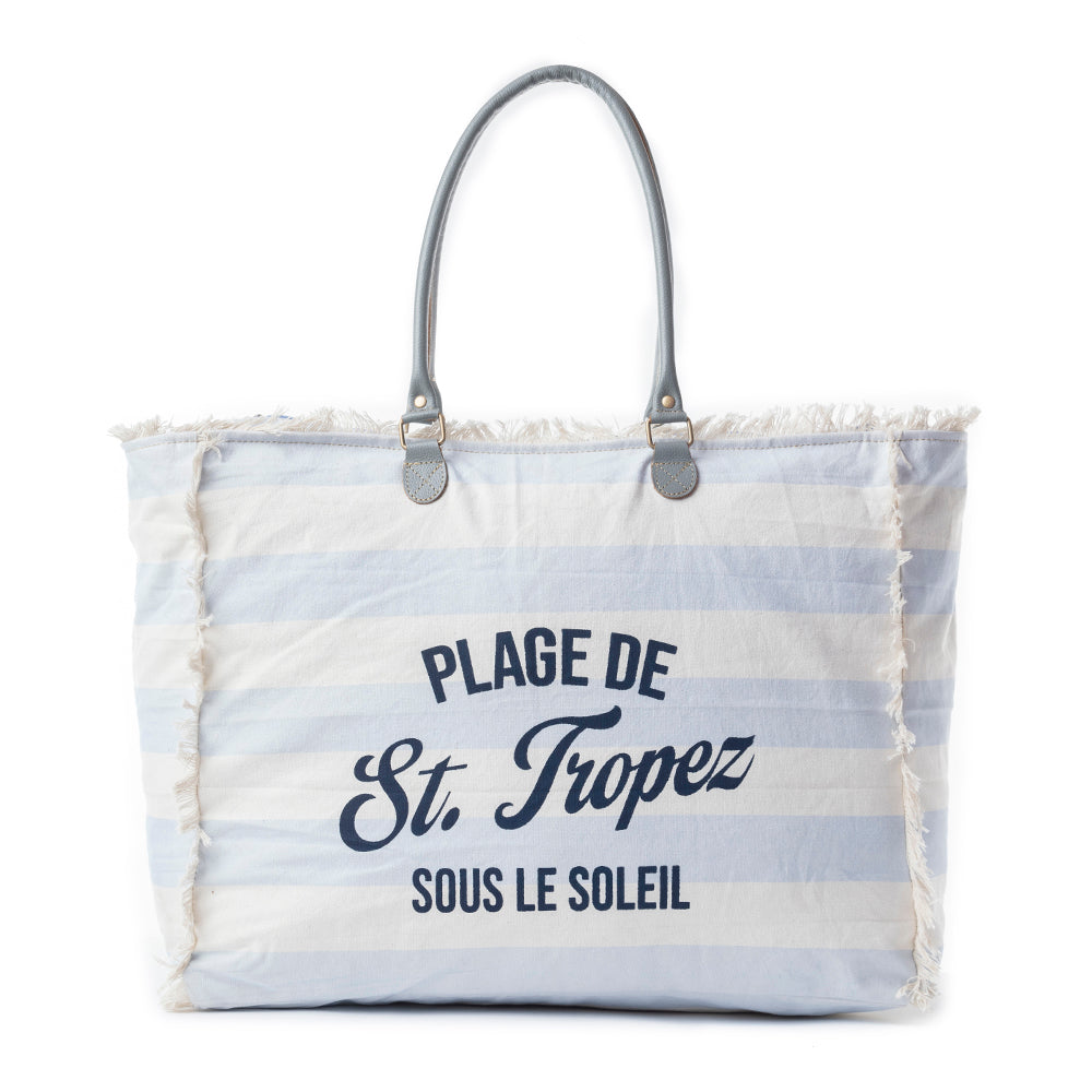 Saint Tropez Weekender Bag In White & Sky Blue