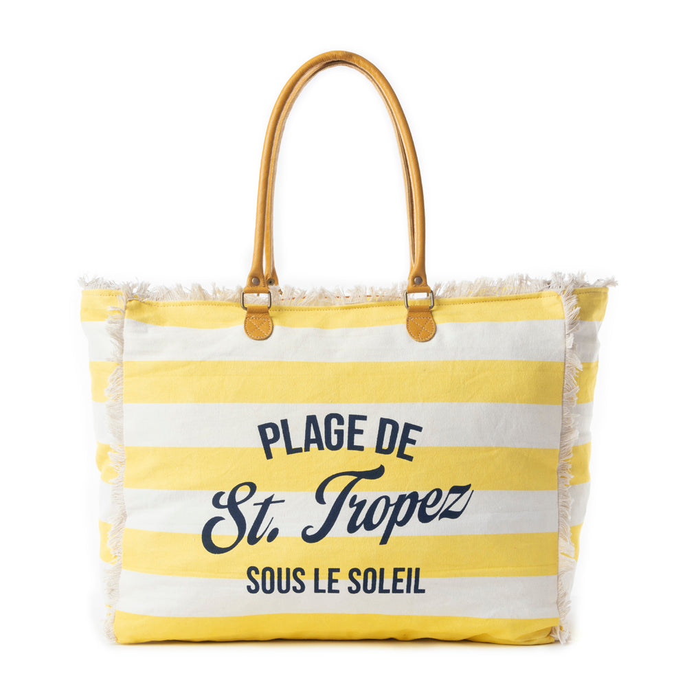 Saint Tropez Weekender Bag In Yellow & White