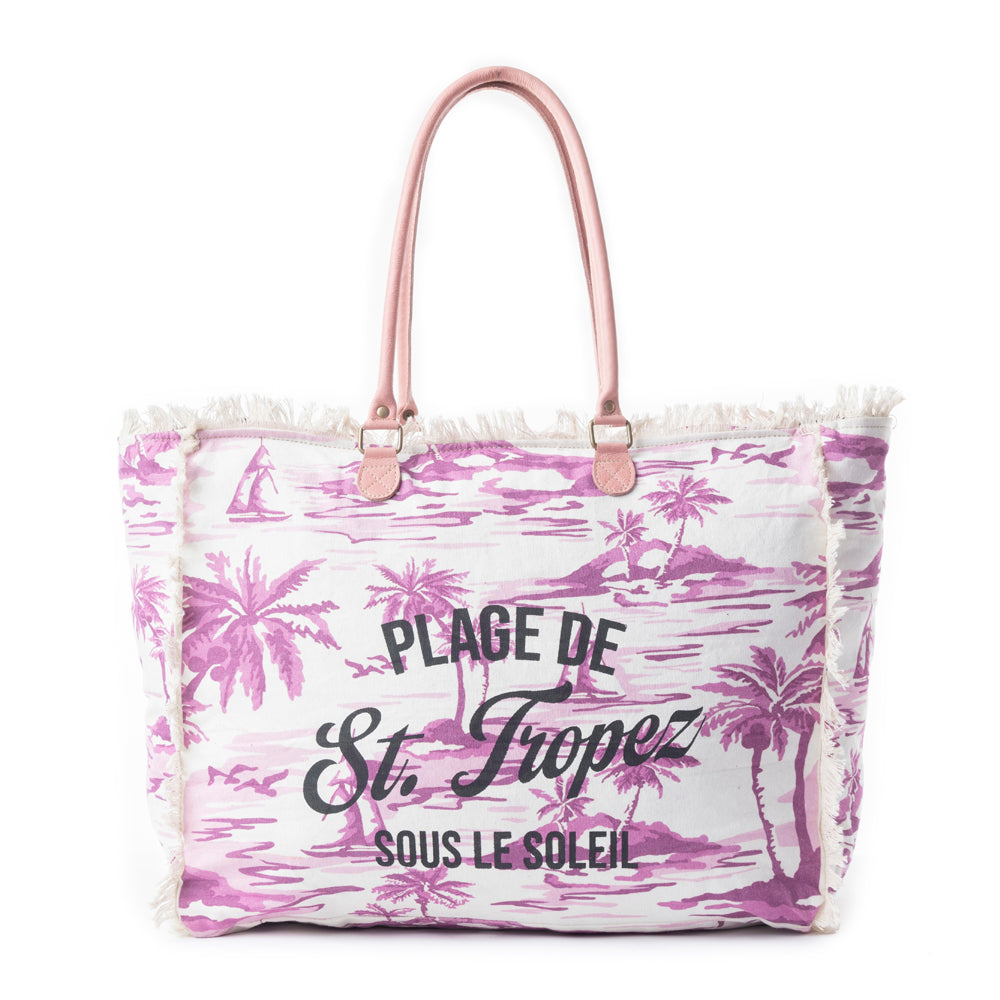 Saint Tropez Weekender Bag In White & Purple