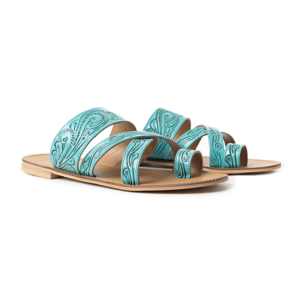 Delia Ridge Sandals In Turquoise