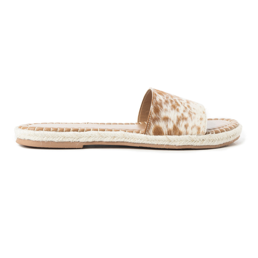 Running Pony Sandals In Brown & White Hairon