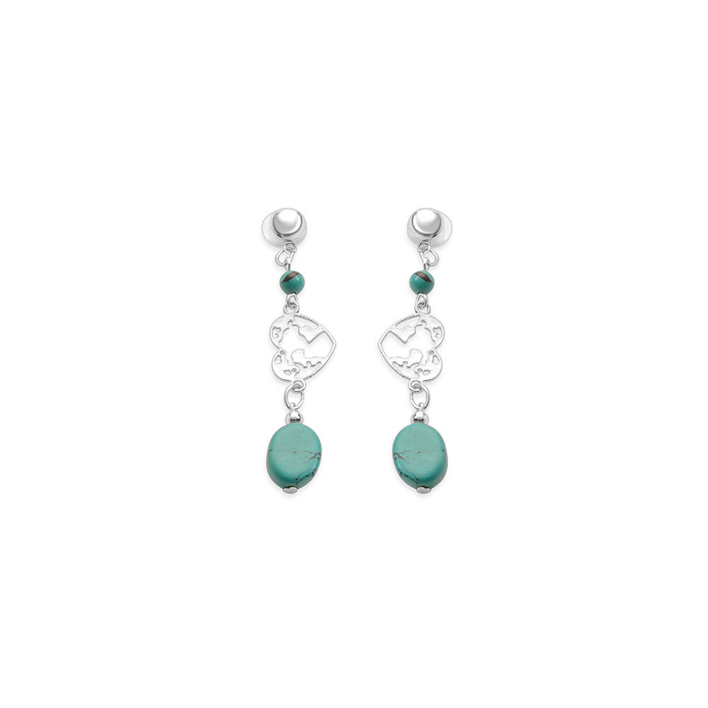 Rugged Heart Earrings In Blue