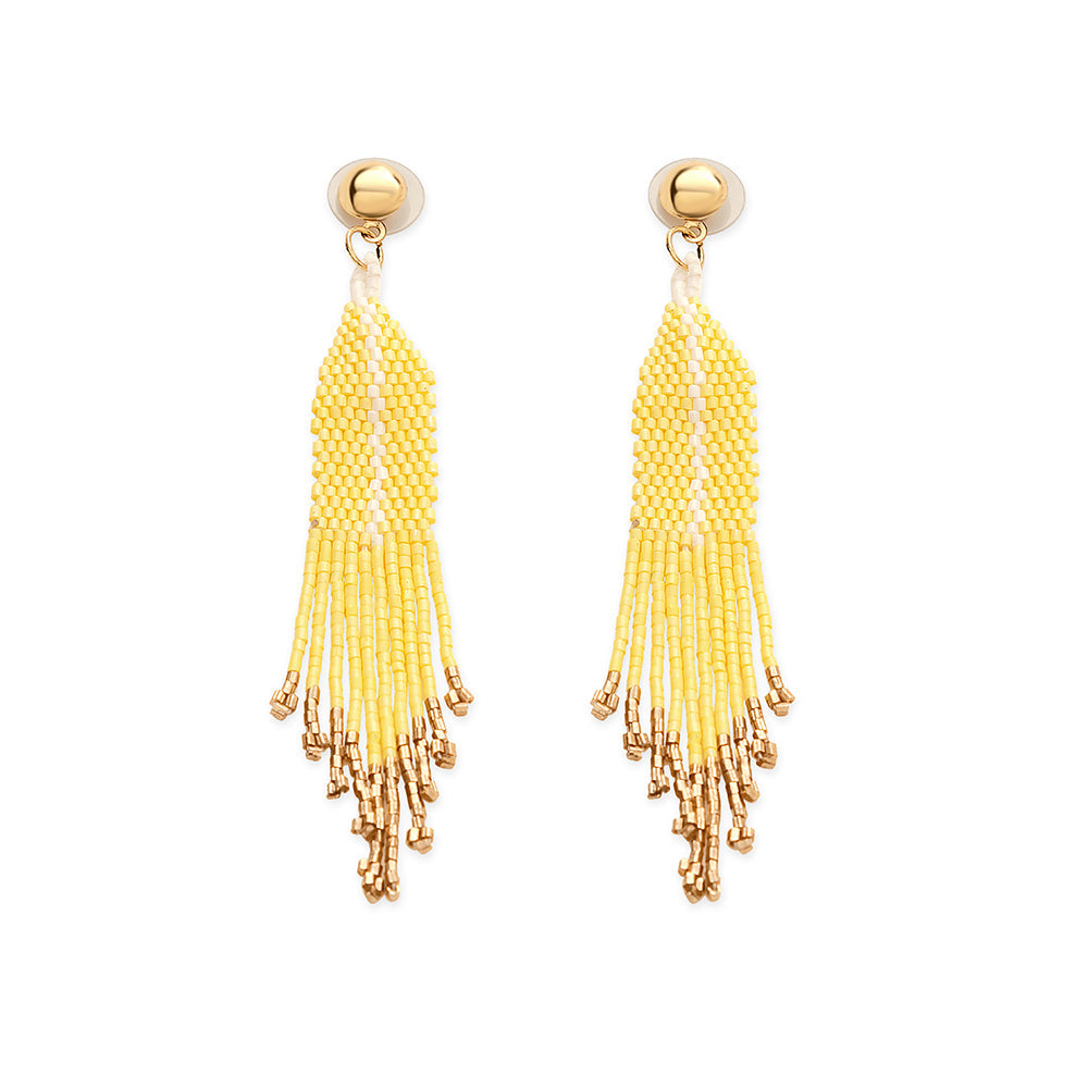 Seaside Dreams Beaded Earrings In Yellow