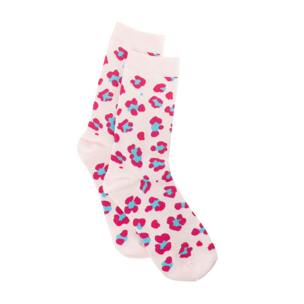 Candy Leopard Lacy Socks In Light Pink