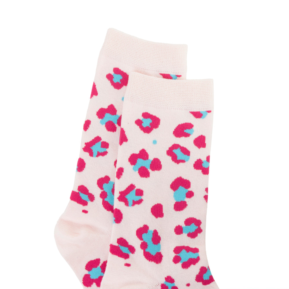 Candy Leopard Lacy Socks In Light Pink