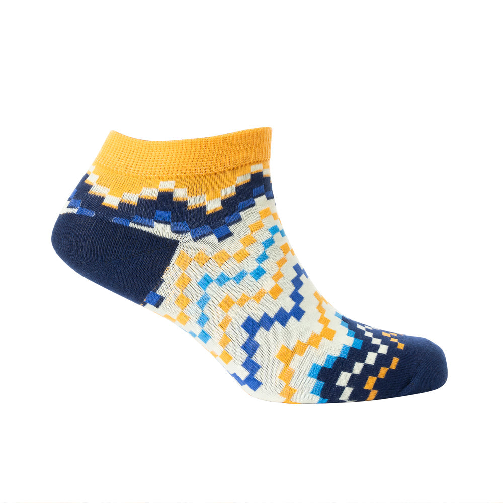 Jade Valley PixieAnkle Socks In Blue & Yellow