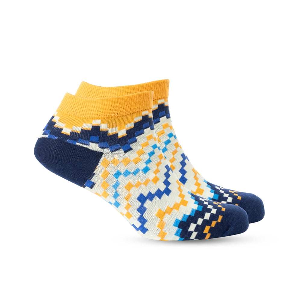 Jade Valley PixieAnkle Socks In Blue & Yellow