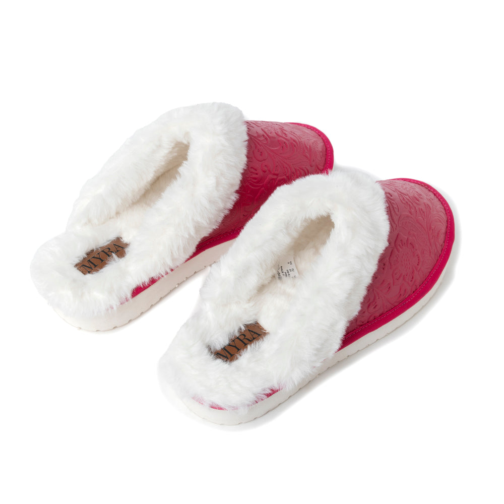 Snowdrift Embossed Leather Slippers in Pink