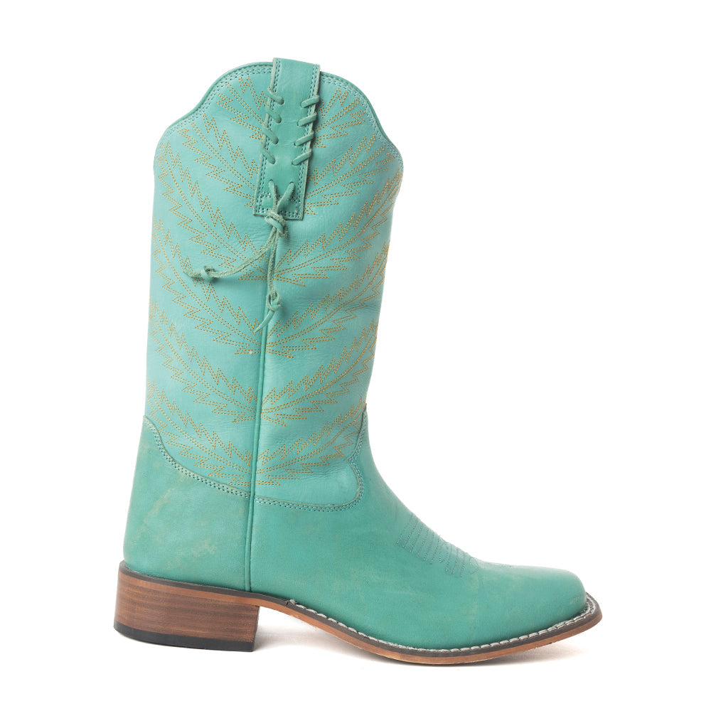 Bluebonnet Embroidered Western Leather Boots in Teal