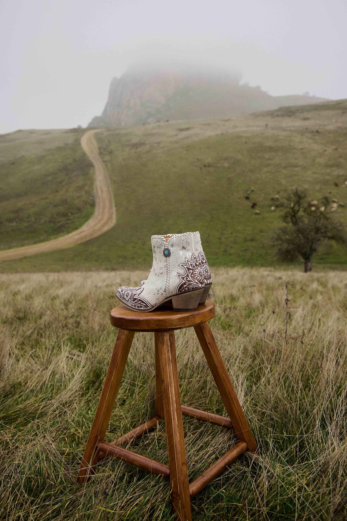 Myra Sierra Belle Handtooled Leather Booties in Almond White