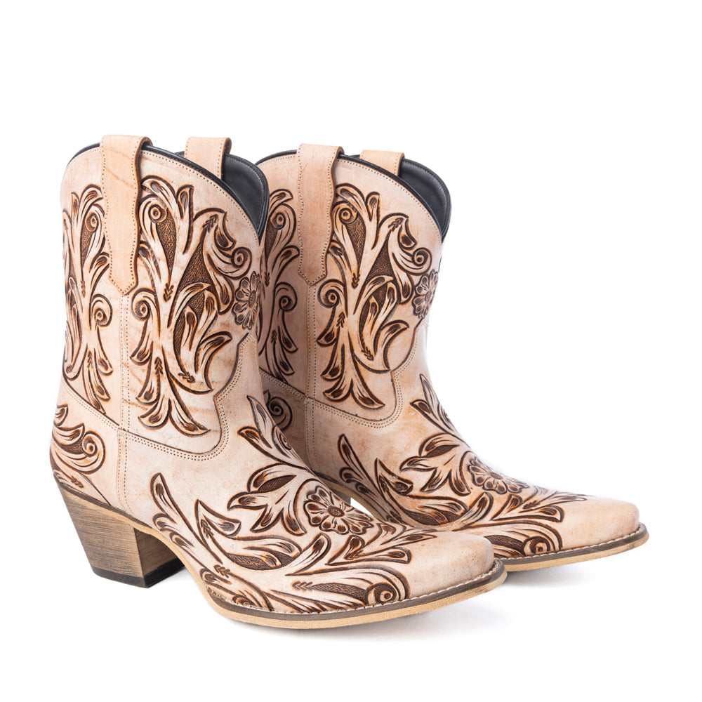 Copper Rose Western Booties in Cream