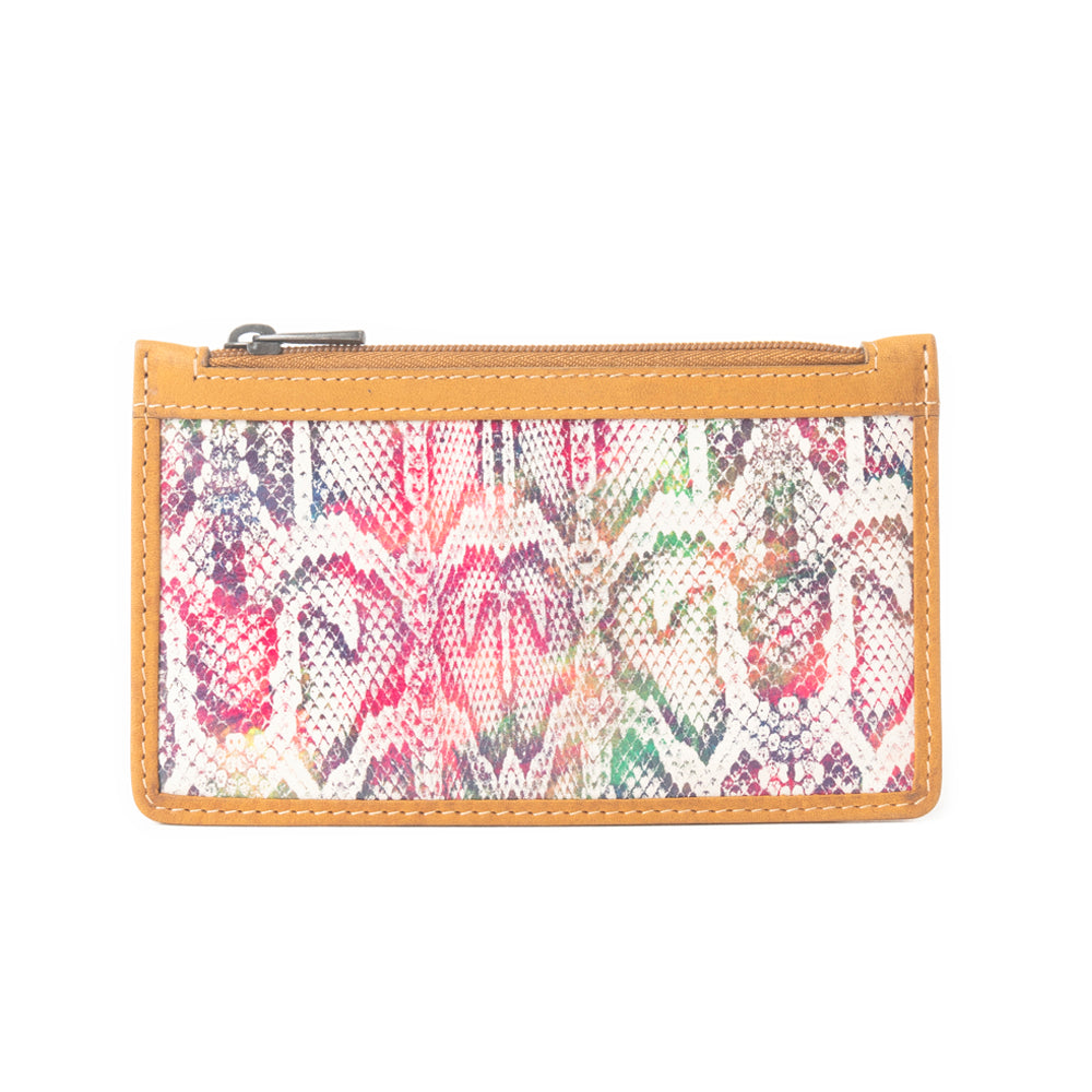 Prism Bloom Leather Credit Card Holder in Wild Pink