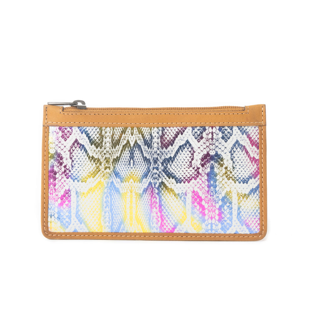 Sahara Bloom Leather Credit Card Holder in Sunset Pastels