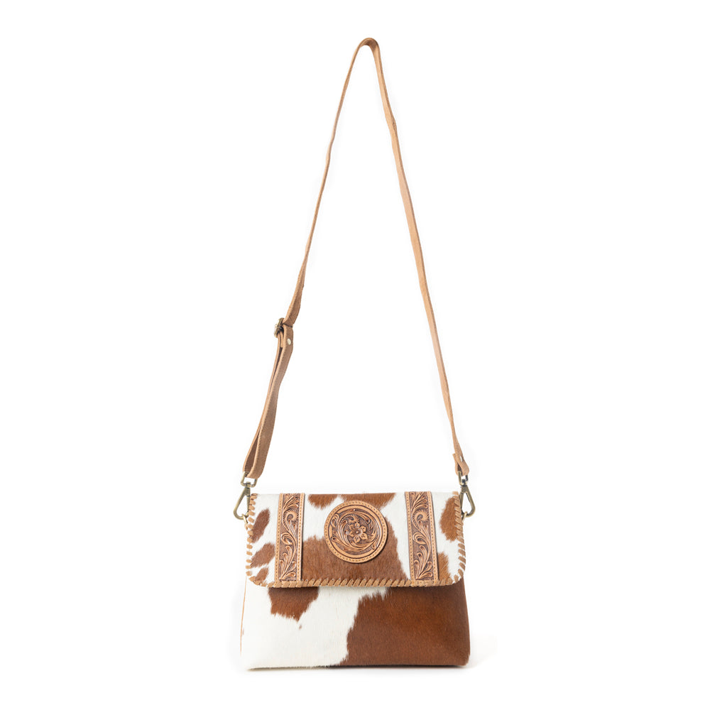 Dustland Trails Handtooled Bag in Desert Hide & Snow Drift