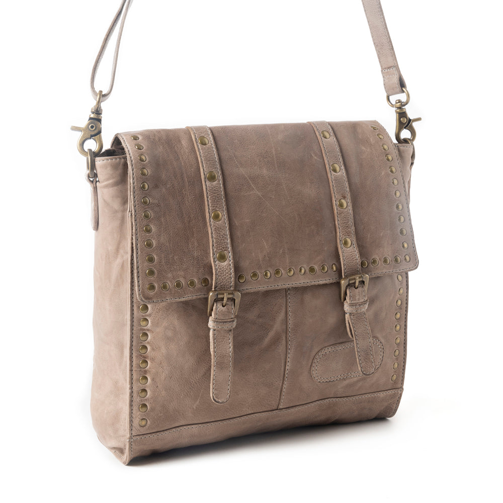 Western Rune Leather Crossbody Bag in Ashwood Tan
