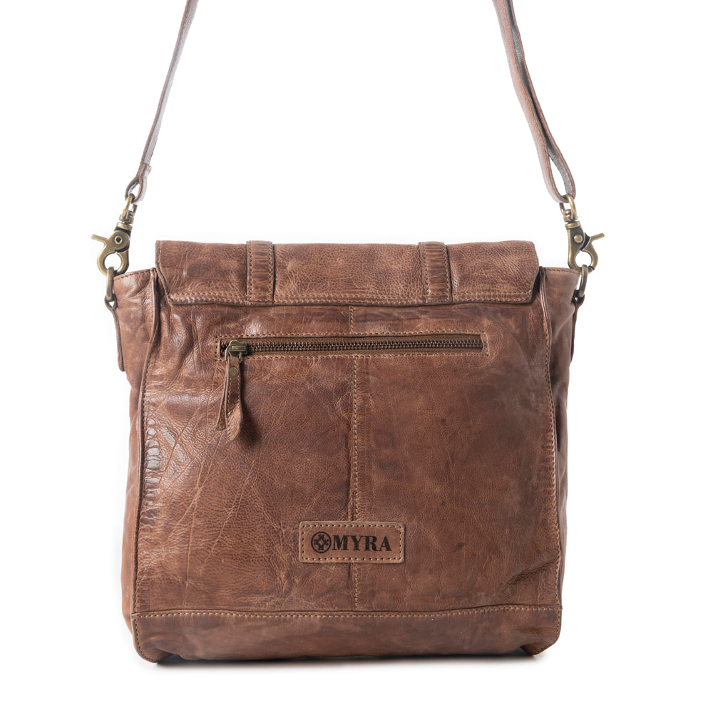 Western Rune Leather Crossbody Bag in Dark Brown