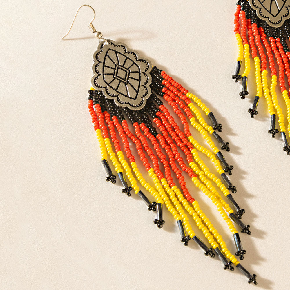 Bandita Blaze Beaded Earrings in Wild Red
