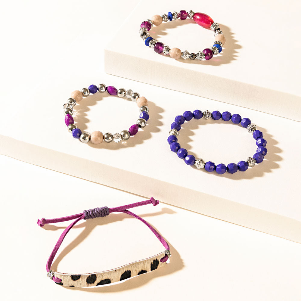 Panthera Layered Bracelet in Neon Plum
