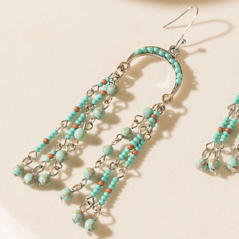 Twin Oasis Drop Earrings in Ocean Blue