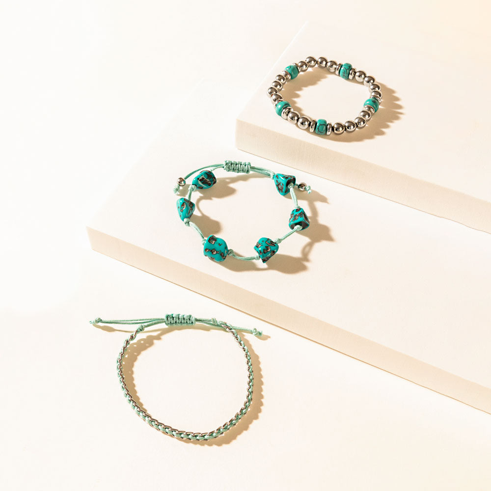 Calm & Chaos Bracelet in Aqua Silver
