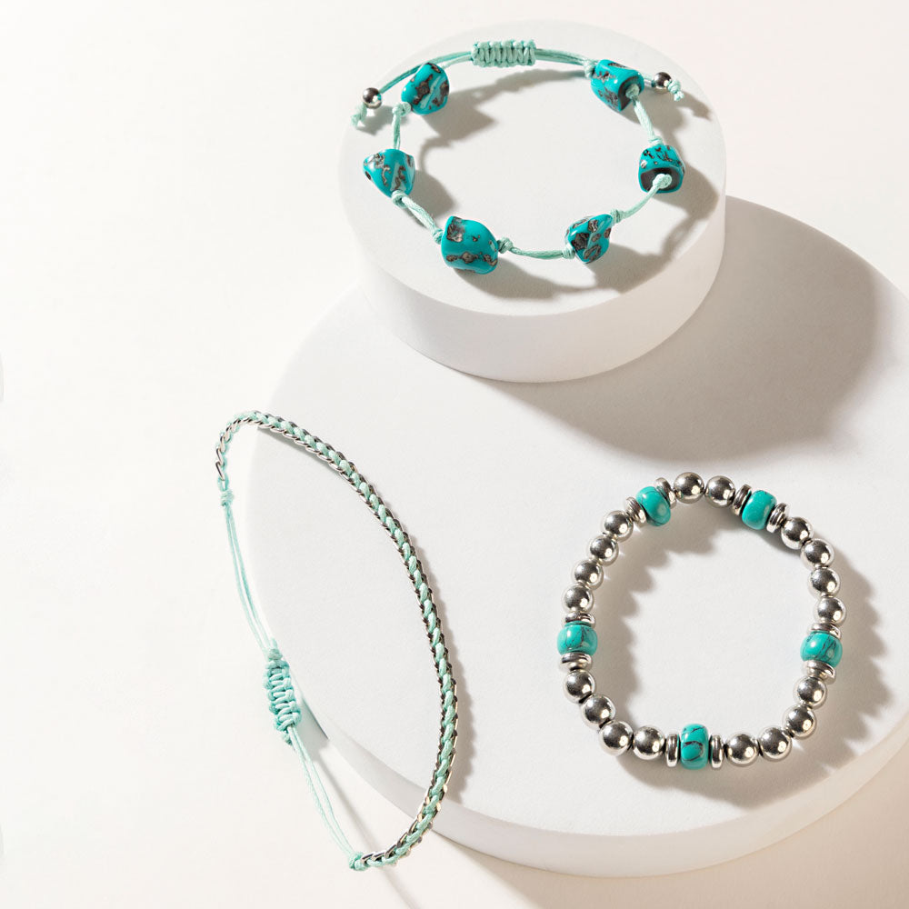 Calm & Chaos Bracelet in Aqua Silver